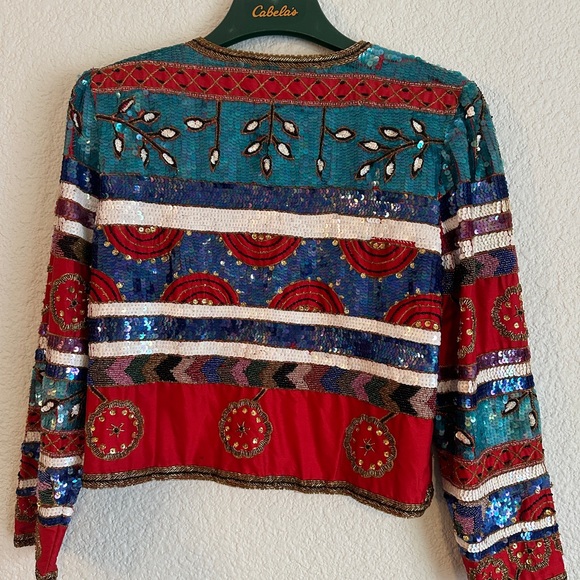 Vintage Lesley Fay Evenings sequin jacket size PL - Picture 4 of 8